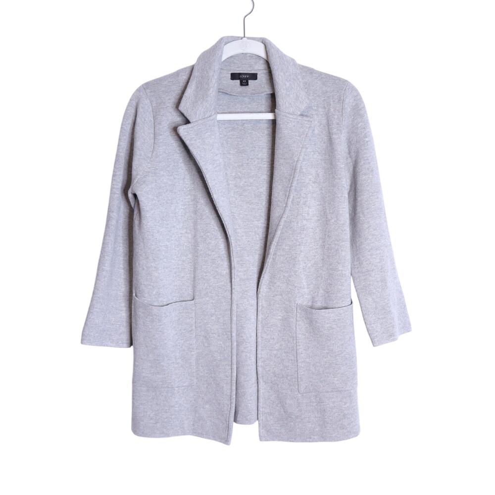 J. CREW Sophie Sweater Knit Blazer Open Front Heather Gray Women's XS